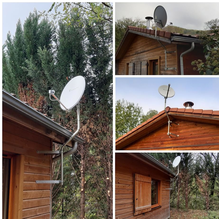 Equipement de 12 chalets en réception satellite. 09400 Mercus